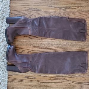 Jeffrey Campbell OTK brown leather boots